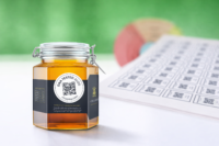 Honig im Glas mit QR-Code_rund